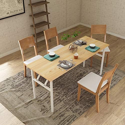 Need Computer Desk Office Desk 62 inches Folding Table with BIFMA Certification Conference Table Workstation,Teak White - Image 2