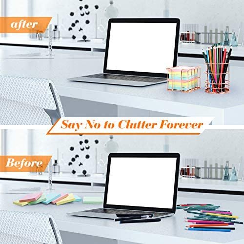 Cute Rose Gold Desk Organizer Set – with Letter Tray, folder Holder, Pen Holder, Magazine File Organizer, Sticky Notes Holder for Women and Kids(5 - Piece) - Image 5