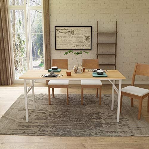Need Computer Desk Office Desk 62 inches Folding Table with BIFMA Certification Conference Table Workstation,Teak White - Image 3