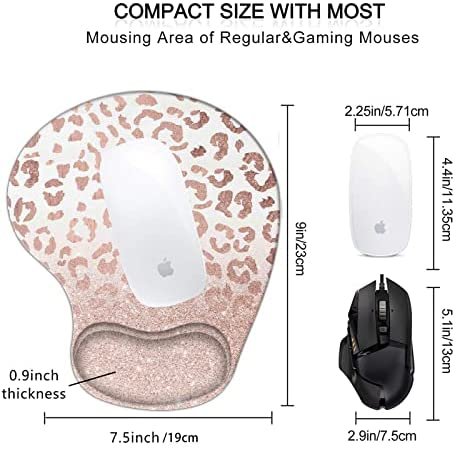Mouse Pad with Wrist Support, Ergonomic Mousepad Non-Slip Base for Office Supplies Cute Desk Décor Accessories, Small Mouse Pads for Women Men Girls Rose Gold Leopard Cheetah - Image 5