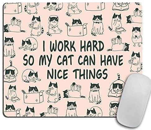 Mouse Pad Mousepad Cat Mouse Pad Funny Coworker Gift Office Supplies Cat Lover Gift Pink Office Desk Accessories Cubicle Decor Peach Cute - I Work Hard So My Cat Can Have Nice Things - Image 5