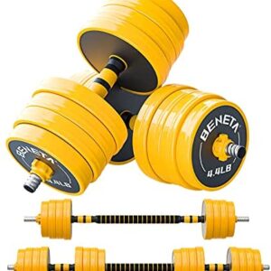 BENETA Adjustable Barbell, Adjustable Dumbbells Weight Set, Multifunction Free Weights Dumbbell Barbell Set, with Non-Slip Rubber Protective Cover, for Men, Women, Home, Gym（44/66/88）