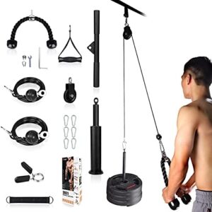 BZK 3 in 1 Fitness LAT and Lift Pulley System Gym, Pull-Down Machine with Dual Cable Attachments and Upgraded Loading Pin for Biceps Curl, Back, Shoulder,Forearm,Triceps Extensions Workout