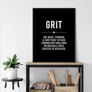 DOLUDO Grit Definition Art Prints Inspirational Quote Black Poster Modern Office Decor Entrepreneur Gift Boss Colleague Gift Unframed 16x24inch