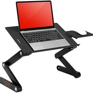 Desk York Adjustable Laptop Stand with Non-Slip Mousepad for Bed and Sofa, Birthday Gift for Him/Her College Student – Husband Gifts from Wife, Aluminum Laptop Table for Couch with Cooling Fan