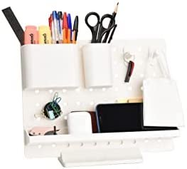 Dnsins Plastic Pegboard Desk Organizer With Mini Magnet Module, DIY Self-customized Storage for Office or Home Desk, Dormitory, Desk Organizer for Stationery and Office Supplies White DN-1 Dnsins Plastic Pegboard Desk Organizer With Mini Magnet Module, DIY Self-customized Storage for Office or Home Desk, Dormitory, Desk Organizer for Stationery and Office Supplies White DN-1
