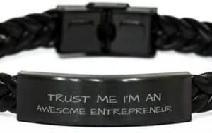 Entrepreneur Braided Leather Bracelet, Trust Me I’m an Awesome Entrepreneur, Best Funny Gifts, Birthday Gifts, for Men Women