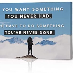 HB Art Design If You Want Something You Never Had You Have to Do Something Lettering Canvas Print Motivational Wall Art Success Entrepreneur Quote Office Decor Inspirational Gift Ready to Hang 15×22