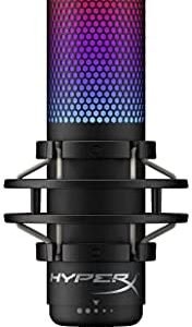 HyperX QuadCast S – RGB USB Condenser Microphone for PC, PS4, PS5 and Mac, Anti-Vibration Shock Mount, 4 Polar Patterns, Pop Filter, Gain Control, Gaming, Streaming, Podcasts, Twitch, YouTube, Discord