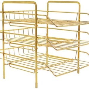 LUCYCAZ Gold Paper Tray – File Organizer for Desk, 3 Tier Letter Tray Desk Gold Supplies for Office and School LUCYCAZ Gold Paper Tray – File Organizer for Desk, 3 Tier Letter Tray Desk Gold Supplies for Office and School