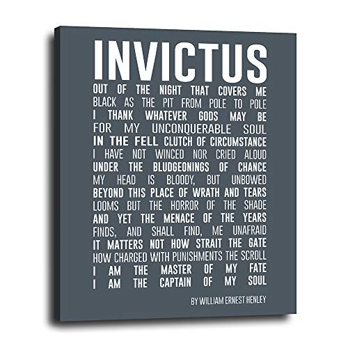 Motivational Invictus Poem on Canvas 16x20 - Typography Quote Wall Art for Modern Home - Inspirational Gift for Women, Men, Wife, Entrepreneur, Teacher, Business Owner - Poster Print - Ready to Hang