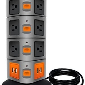 Power Strip Tower, Lovin Product Surge Protector Electric Charging Station, 14 Outlet Plugs with 4 USB Slot 6 feet Cord Wire Extension Universal Charging Station (1-Pack) Power Strip Tower, Lovin Product Surge Protector Electric Charging Station, 14 Outlet Plugs with 4 USB Slot 6 feet Cord Wire Extension Universal Charging Station (1-Pack)