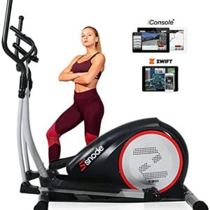 SNODE E20I Programmed Elliptical Exercise Machine Compatible with ZWIFT and Iconsole, Eliptical Machine with 16 Resistance Levels Magnetic System, 265 lbs Weight Limit