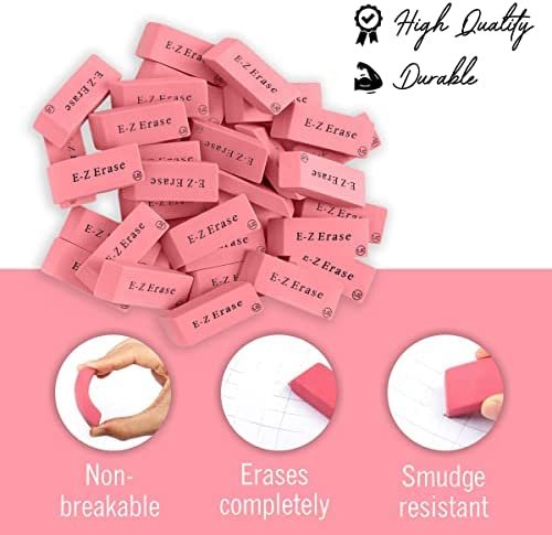 Pink Erasers, Erasers for Kids, Rubber Eraser, 24 Count, Erasers Bulk for School Supplies, Art, and Office Use - Image 4