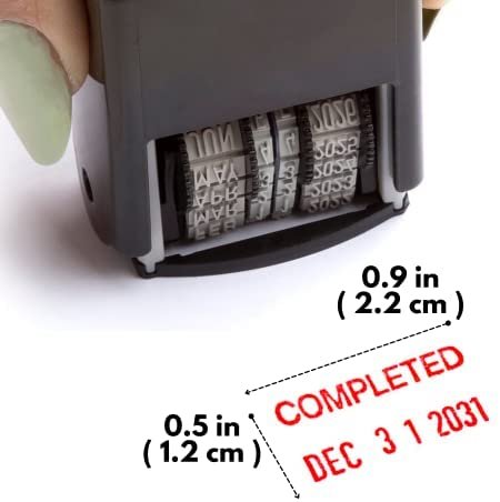 Self Inking Rubber Stamp, Phrase with Date, Refillable Office Supply Business Stamps (Completed) - Image 2