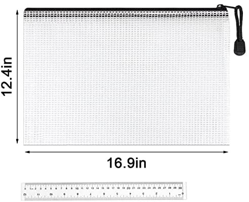 Umriox Zipper Bags, 16.9x12.4 in (Black, 12 Packs), Project Bags for Cross Stitch, Mesh Zipper Pouch for School Office Supplies Travel Accessories and Board Games Storage - Image 2