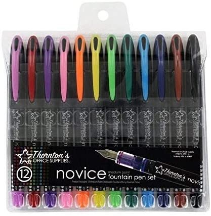 Thornton's Office Supplies Disposable Fountain Pens, Medium Point, Assorted Colors, Pack Of 12 (TOS-DFPAST12M) - Image 2