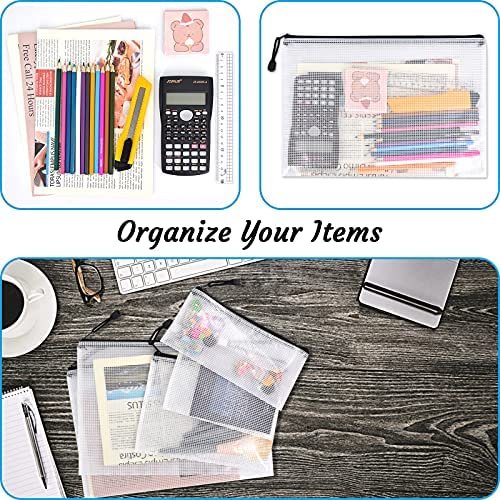 Umriox Zipper Bags, 16.9x12.4 in (Black, 12 Packs), Project Bags for Cross Stitch, Mesh Zipper Pouch for School Office Supplies Travel Accessories and Board Games Storage - Image 5