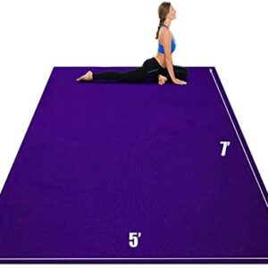 Goplus Large Yoga Mat, 7' x 5' x 8mm / 6' x 4' x 8mm Workout Mat with Straps, Eco Friendly Extra Thick Non Slip Fitness Exercise Mat for Home Gym Floor Cardio, Plyo, MMA, Jump Rope, Stretch