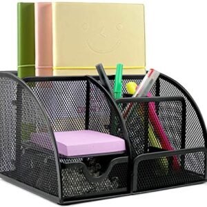 Greenco Mesh Desk Organizer Office Supplies Caddy, 6 Compartments, Small Black Desk Organizer for Pen, Pencil, Small Office Supplies and Stationary Accessories Storage Organization Greenco Mesh Desk Organizer Office Supplies Caddy, 6 Compartments, Small Black Desk Organizer for Pen, Pencil, Small Office Supplies and Stationary Accessories Storage Organization