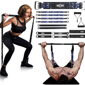 INNSTAR Resistance Bands Bar Exercise Bands Attachment 38" Black Max Load 800lb for Home Gym Workout Full Body Workout Power Lifting Fitness Bar