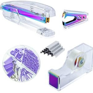 Kakeah Colorful Desk Stapler with 1000 Staples, Staple Remover, Tape Dispenser, Binder Clips and Paper Clips Office Supplies Set, Acrylic Office Desk Accessories Kits Kakeah Colorful Desk Stapler with 1000 Staples, Staple Remover, Tape Dispenser, Binder Clips and Paper Clips Office Supplies Set, Acrylic Office Desk Accessories Kits