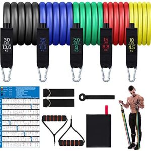 Mokani Resistance Bands Set (11pcs), Exercise Bands with Door Anchor & Handles, Home Gym Equipment Men Women Legs Ankle for Resistance Training, Home Workouts, Fitness