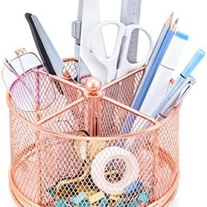 Pencil Holder Rose Gold, Varhomax Rotating Makeup Brush Pen Holder for Desk, Multiple Use 4 Compartments Mesh Organizer for Home Office Supplies and Accessories with Large Storage Capacity Pencil Holder Rose Gold, Varhomax Rotating Makeup Brush Pen Holder for Desk, Multiple Use 4 Compartments Mesh Organizer for Home Office Supplies and Accessories with Large Storage Capacity