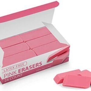 Pink Erasers, Erasers for Kids, Rubber Eraser, 24 Count, Erasers Bulk for School Supplies, Art, and Office Use Pink Erasers, Erasers for Kids, Rubber Eraser, 24 Count, Erasers Bulk for School Supplies, Art, and Office Use