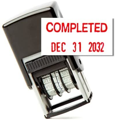 Self Inking Rubber Stamp, Phrase with Date, Refillable Office Supply Business Stamps (Completed)