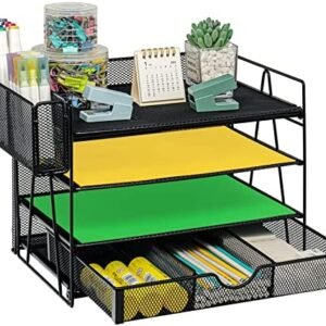 4 Tier Mesh Desk Organizers with Pen Holder, Desk File Organizer with Drawers, Desk Organizers and Accessories, Office Supplies Desktop Storage Paper Organizer Rack for Office Home 4 Tier Mesh Desk Organizers with Pen Holder, Desk File Organizer with Drawers, Desk Organizers and Accessories, Office Supplies Desktop Storage Paper Organizer Rack for Office Home