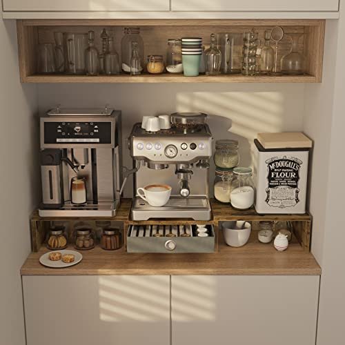 ORLALAR Dual Monitor Stand with Drawer, Computer Monitor Riser with 3 Storage Shelf, Desktop Organizer Office Supplies for PC Monitor Riser, Rustic Brown - Image 6