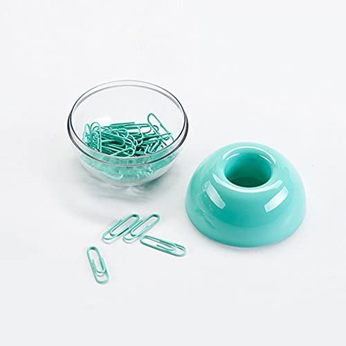 Paper Clips in Magnetic Dispenser Holder Mint Green 28mm Bookmarks Small Desk Accessories Office Supplies for Women, 100 per Box - Image 2