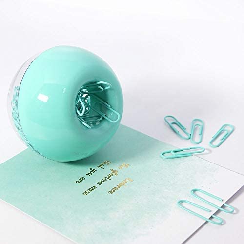 Paper Clips in Magnetic Dispenser Holder Mint Green 28mm Bookmarks Small Desk Accessories Office Supplies for Women, 100 per Box - Image 5
