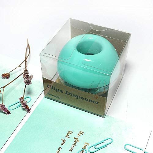 Paper Clips in Magnetic Dispenser Holder Mint Green 28mm Bookmarks Small Desk Accessories Office Supplies for Women, 100 per Box - Image 4