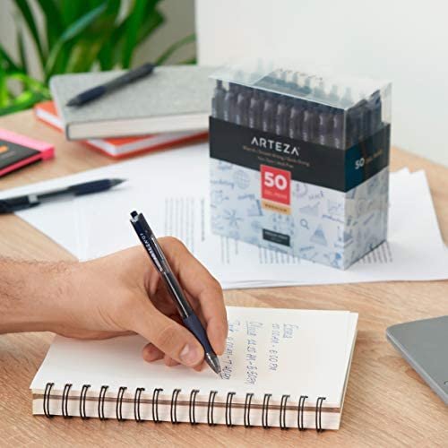 Arteza Gel Pens, Set of 50 Blue Roller Ball Bullet Journal Pens, Quick-Drying Ink, Fine Point, Office Supplies for Writing, Taking Notes & Sketching - Image 2