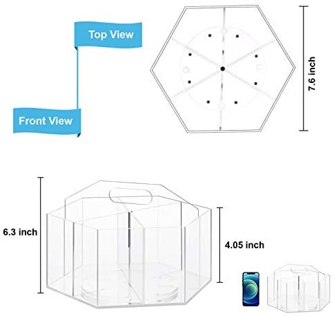 Marbrasse Acrylic Pen Holder, 360-degree Rotating Clear Pen Organizer for Desk, Desktop Stationery Organizer Caddy for Office School Home & Art Supplies (Acrylic Hexagon) - Image 6