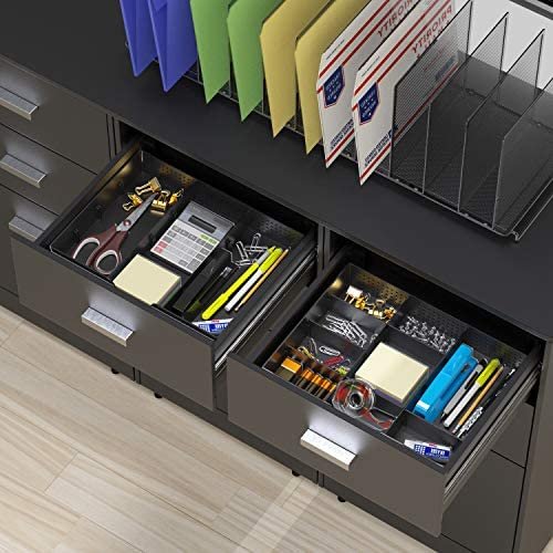 2 Pack - Simple Houseware Drawer Organizer Tray with 9 Adjustable Compartments, Black - Image 5