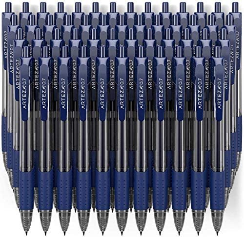 Arteza Gel Pens, Set of 50 Blue Roller Ball Bullet Journal Pens, Quick-Drying Ink, Fine Point, Office Supplies for Writing, Taking Notes & Sketching - Image 3