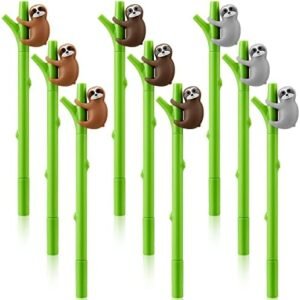 9 Pcs Cute Sloth Pen Plastic Light Gray Khaki Brown Refillable Signature Pen Funny Writing Cool Pens Ballpoint Pens Adults Office Supplies Christmas Birthday Party Supplies Gift for Students