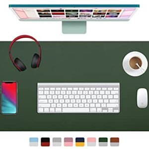 Dual Sided Leather Desk Pad (31.5 x 15.7″), Office Waterproof Desk Mat, PU Mouse Pad, Desk Protector Cover, Desk Writing Mat for Office/Home/Work/Cubicle (Green/Gray) Dual Sided Leather Desk Pad (31.5 x 15.7″), Office Waterproof Desk Mat, PU Mouse Pad, Desk Protector Cover, Desk Writing Mat for Office/Home/Work/Cubicle (Green/Gray)