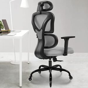Ergonomic Office Chair, KERDOM Home Desk Chair, Comfy Breathable Mesh Task Chair, High Back Thick Cushion Computer Chair with Headrest and 4D Armrests, Adjustable Height Home Gaming Chair F-Grey Ergonomic Office Chair, KERDOM Home Desk Chair, Comfy Breathable Mesh Task Chair, High Back Thick Cushion Computer Chair with Headrest and 4D Armrests, Adjustable Height Home Gaming Chair F-Grey