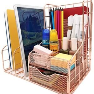 Rose Gold Mesh Desk Organizer and Accessories, Office Supplies Accessories Essentials with Drawers, Used for Storage of Home, School, Cosmetics,Home Decoration Boxes (Rose gold)… Rose Gold Mesh Desk Organizer and Accessories, Office Supplies Accessories Essentials with Drawers, Used for Storage of Home, School, Cosmetics,Home Decoration Boxes (Rose gold)…