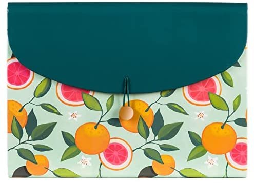 U Brands 13-Pocket Expanding File Folder, Office Supplies, Citrus Squeeze, Brass Hardware, FSC Certified