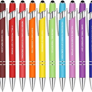 10 Pieces Funny Insulting Pens Complaining Quotes Pen Snarky Office Pens Vibrant Negative Passive Pens Macaron Touch Stylus Pens for Office Supplies