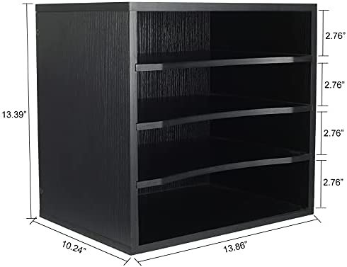 PAG Office Supplies Desk Organizer Wood File Mail Sorter with 3 Adjustable Drawer Boards,Black - Image 3