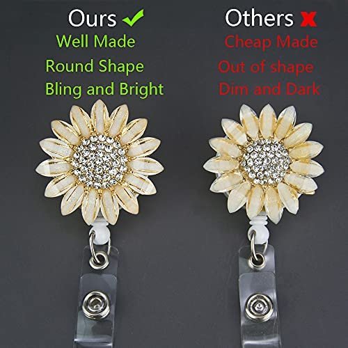 2 Pack Luxury Flower Retractable Name Card Badge Holder with Alligator Clip, ID Badge Reel Clip On Card Holders - Image 4
