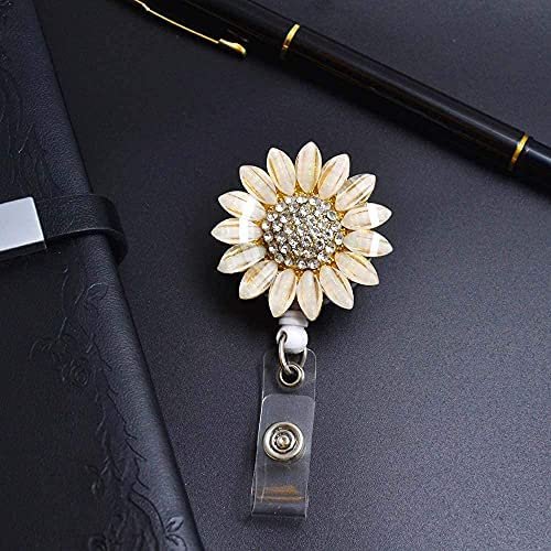 2 Pack Luxury Flower Retractable Name Card Badge Holder with Alligator Clip, ID Badge Reel Clip On Card Holders - Image 2