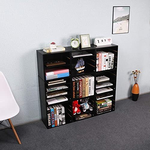 PAG Office Supplies Desk Organizer Wood File Mail Sorter with 3 Adjustable Drawer Boards,Black - Image 6