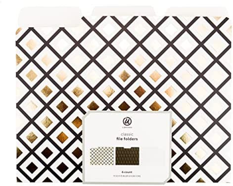 U Brands Classic File Folders Set, Office Supplies, Black, Gold and White, FSC Certified, 6 Count - Image 4